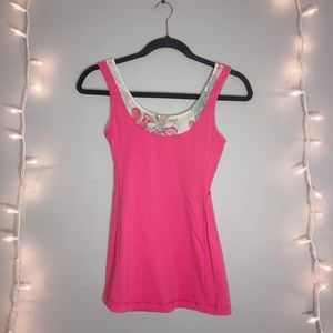 lululemon neon pink/ floral tank